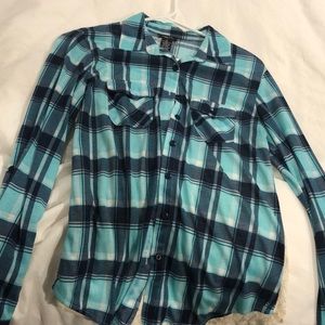 Blue Flannel with Lace back